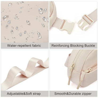 WESTBRONCO Fanny Packs for Women Men, Small Belt Bag Nylon, Lightweight Fashion Waist Packs, Mini Crossbody Bags with Adjustable Strap for Workout Running Traveling(Beige) - color: Beige-302