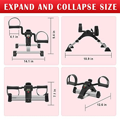 TABEKE Under Desk Bike Pedal Exerciser, Fully Assembled Mini Exercise Bike for Leg and Arm Workouts, Foldable Desk Bike Peddler Machine for Seniors with Clear LCD Display & Adjustable Resistance
