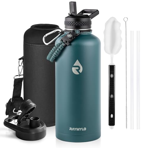 RAYMYLO Insulated Water Bottle 87 oz, Triple Wall Vacuum Stainless Steel - color: Dark Green, size: 87 Ounces