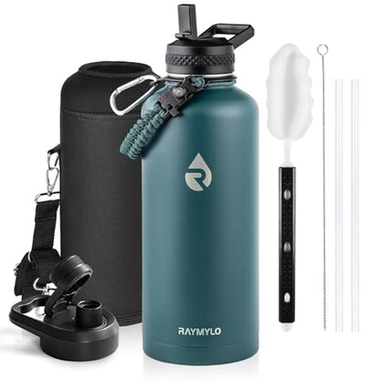 RAYMYLO Insulated Water Bottle 87 oz, Triple Wall Vacuum Stainless Steel - color: Dark Green, size: 87 Ounces