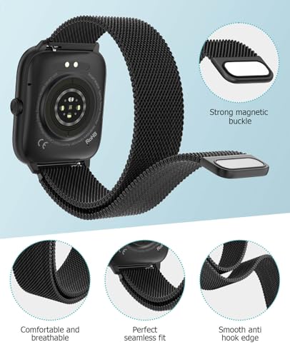 Luxury Black Metal Smart Watch for men with Magnetic Band, 2.06" AMOLED AOD - color: Midnight Black Metal