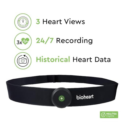 Bioheart | 24/7 Continuous Heart Monitor | No Prescription Needed | Smart Wearable | Chest Strap | One Month Subscription Included - size: Small