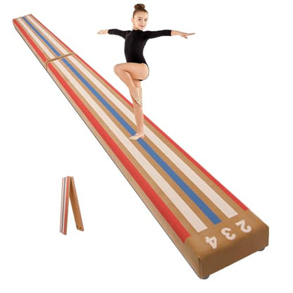 8 FT Floding Floor Balance Beam Gymnastics with Laser Guide for Kids