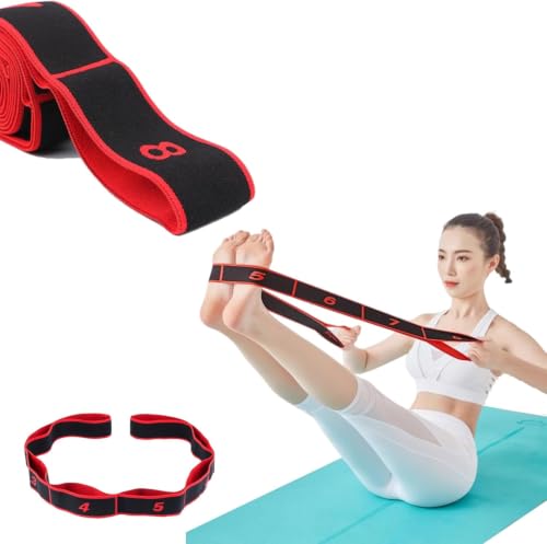 Number Stretch Resistance Band with Clear Markings Stretch Strap Fitness Resistance Band for Stretching and Yoga Elastic Exercise Band with Loops，Elastic Training Bands for Flexibility - size: about 56~115IN
