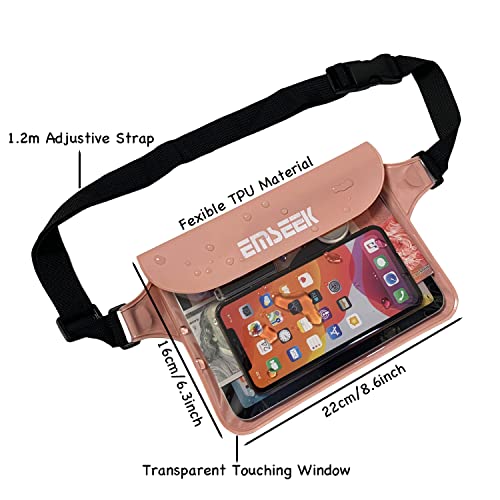 Waterproof Waist Pouch Dry Belt Bag Fanny Pack For Swim Surf Snorkel - color: Pink