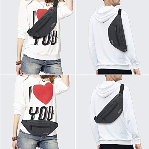 Small Crossbody Fanny Pack Women Men Shoulder Sling Bag Carrying All Phones - color: Dark Grey