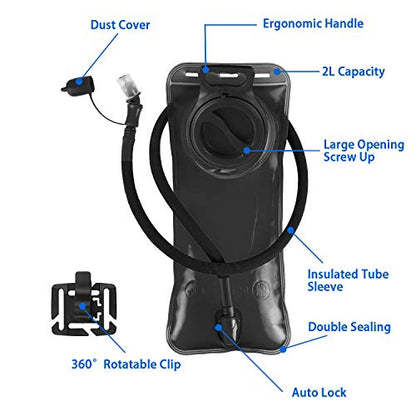 Hydration Bladder 1.5L-2L-3L,Leak Proof Water Reservoir with Insulated Sleeve, BPA Free Military Water Storage Bladder Bag Hydration Pack Replacement,Great for Bicycling Hiking Camping Hunting Running - color: 2L-Black