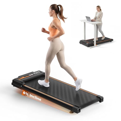 FYC Walking Pad with Incline for Home & Office - Under Desk Walking Pad Treadmill, Portable Walking Machine with Remote Control, LED Display, 300LBS Capacity, 2.5HP Quiet Motor - color: black