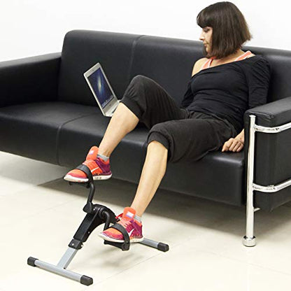 Folding Pedal Exerciser, Mini Exercise Bike Under Desk Bike - color: Silver