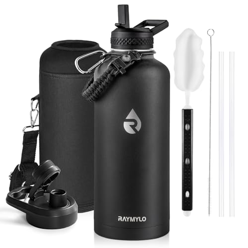 RAYMYLO Insulated Water Bottle 87 oz, Triple Wall Vacuum Stainless Steel - color: Magic Black, size: 87 Ounces