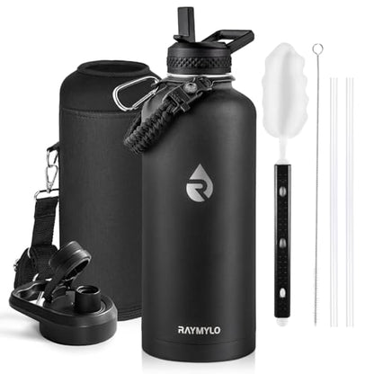 RAYMYLO Insulated Water Bottle 87 oz, Triple Wall Vacuum Stainless Steel - color: Magic Black, size: 87 Ounces