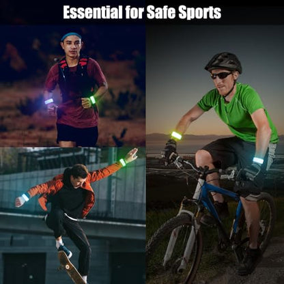 Dilabnba 6PCS Led Light Up Slap Wristband for Running Night Safety, Glow in The Dark Slap Bracelets Arm Band Reflective Strips for Cycling Walking Concert Camping Party - color: green & blue