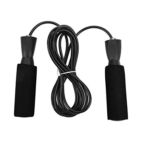 Generic Steel Wire Jumping Rope, Adjustable Skipping Rope with Double Bearings and Memory Foam Handle, for Men Women and Children - color: Black