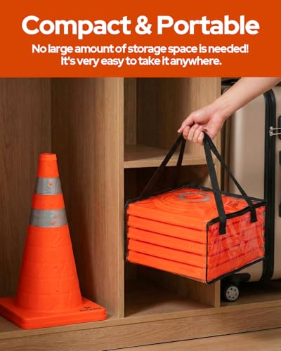 2 Pack 18In Collapsible Traffic Safety Cones with Reflective Collar - size: 18 Inch