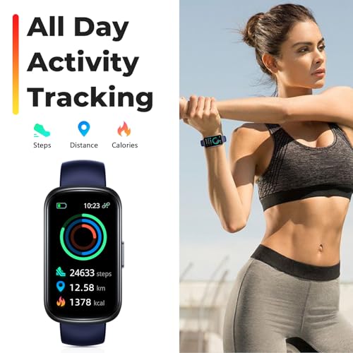 Fitness Tracker Smart Watch, 1.47" Full Touch Health Tracker with 24/7 Heart Rate & Blood Oxygen Monitor, Sleep Tracker, 3ATM Waterproof Step Tracker Activity Tracker for Women Men, Midnight Blue - color: Midnight Blue