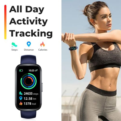 Fitness Tracker Smart Watch, 1.47" Full Touch Health Tracker with 24/7 Heart Rate & Blood Oxygen Monitor, Sleep Tracker, 3ATM Waterproof Step Tracker Activity Tracker for Women Men, Midnight Blue - color: Midnight Blue