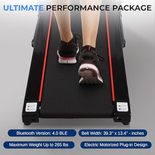 SereneLife Smart Digital Folding Exercise Machine - Electric Motorized Treadmill with Downloadable Sports App for Running & Walking - Pairs to Phones, Laptops, & Tablets via Bluetooth SLFTRD18.5