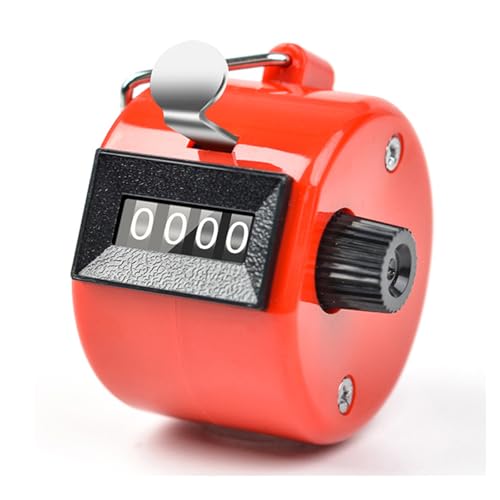 Clicker Counter, 4-Digit Clicker Counter, Hand Tally Counters Clicker Pitch Counter for Counting, Knitting, Coaching, Golf, Lap, Fishing - color: Red