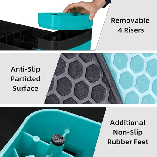 Non-Slip 31 Inch Aerobic Exercise Step Platform 4"-6"-8" Height Adjustable Risers for Home Gym Cardio Training Fitness Workout Stepper Trainer - color: Green