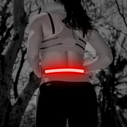 Illumifun LED Running Belt - USB Rechargeable Light Up Sash, High-Visibility Elastic Waistband Light for Running Cycling Hiking Camping Nighttime Activities - color: Red