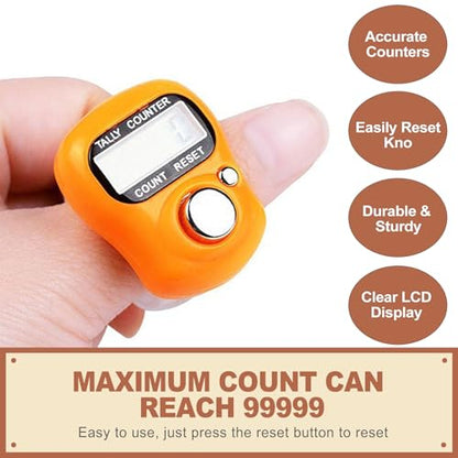 QivaZira 10 Pack Digital Finger Counter Adjustable Ring Hand Tally Lap Counters for Knitting Crochet Prayer Classroom Sports Pitch People Counting Stitch Marker School Supplies Office Tools