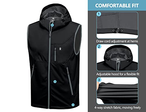 Little Donkey Andy Men's Lightweight Golf Vest Outerwear - color: Hooded Black, size: XX-Large