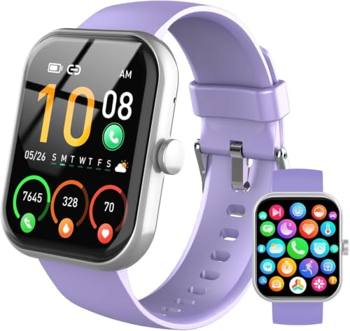 Smart Watch for Men Women (Answer/Make Call), 1.96"HD Smartwatch with Heart Rate/Sleep Monitor/Pedometer, 113+ Sports Modes, New Fitness Watch IP68 Waterproof, Activity Tracker for Android iOS-Purple - color: Deep Purple