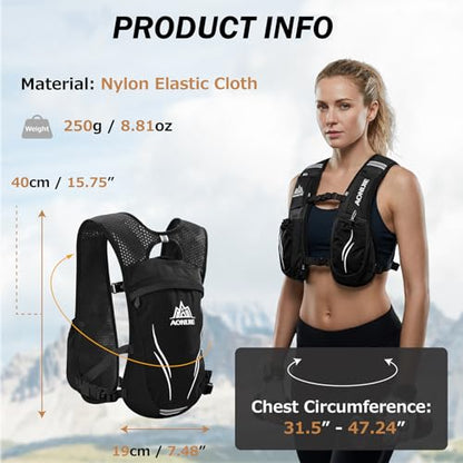 Azarxis Running Water Bottles Flask BPA Free Leakproof Hydration Vest Packs Waist Belt Replacement for Triathlon Marathon Hiking Cycling Climbing Runner - color: #5 Rose Red (5.5L) with a 1.5L Water Bladder