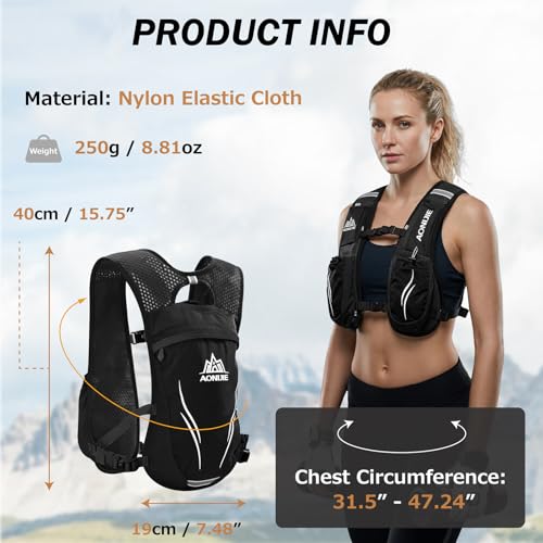Azarxis Hydration Running Vest Backpack Pack 5L 5.5L for Women and Men Jogging Trail Race Marathon Cycling Hiking - color: Gray