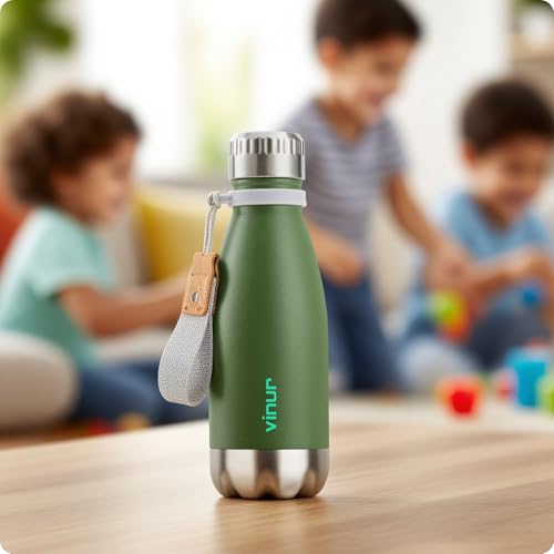 Small Water Bottle-12 oz Leak Proof Insulated Water Bottle for Purse - color: Grass Green, size: 12 Ounces