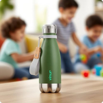 Small Water Bottle-12 oz Leak Proof Insulated Water Bottle for Purse - color: Grass Green, size: 12 Ounces