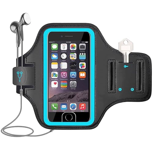 Waterproof Cell Phone Armband, 6.8 Inch x 3.2 Inch Enlarge Phone Bag Phone for Running, Footing, Sports and Mountaineering (Blue) - color: Blue