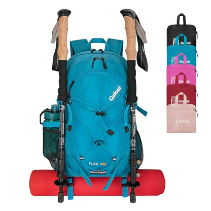Goloni 45L Foldable Hiking Daypack, Lightweight Water‑Resistant Backpack - color: Blue