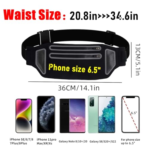 Ultra-Slim Waterproof Running Waist Pack with Dual Zipper，Slim Running ， Pouch Waist for Workout Jogging,Travel Money Running Gear Accessories