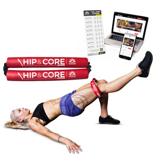 Crossover Symmetry Hip & Core System - Loop Resistance Home Workout Bands to Stretch and Strengthen Legs, Butt, Hips, Thighs and Glutes, Includes Online Exercise & Training Guide - color: Red