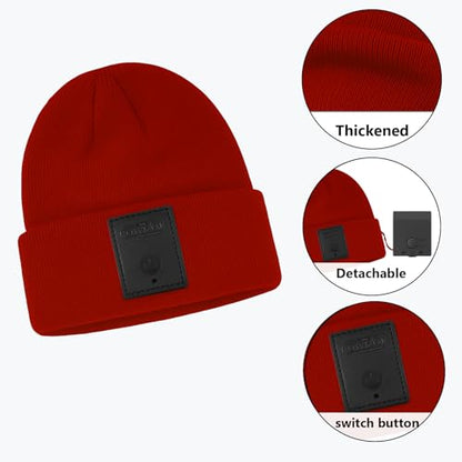 Beanie with Light, 230° Wide Beam Unisex - color: Red