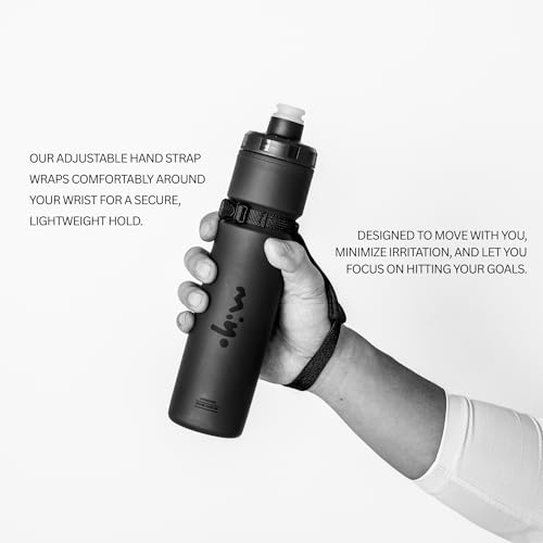 MIYO 14oz Handheld Running Water Bottle With Adjustable Strap - color: charcoal