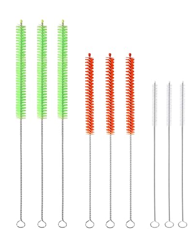 9PCS Reusable Long Colored Straw Cleaner Brush Set 12" Bendable
