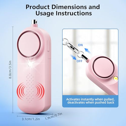 Self Defense Siren with Strobe Light & Extra Loud 130 dB Safety Keychain - color: Pink