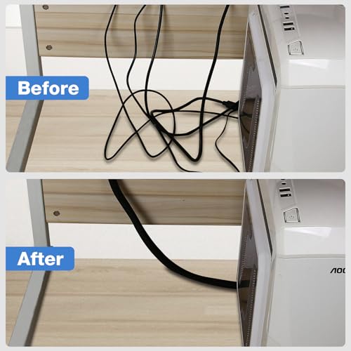 JOTO 10 Feet Cable Management Sleeve -Black - color: Black, size: 1 Pack, 120 Inches