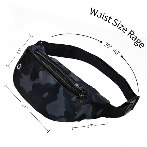 Fanny Packs for Men and Women Water-Repellent Sports Waist Pack Bag - color: 1pack-Camouflage Blue