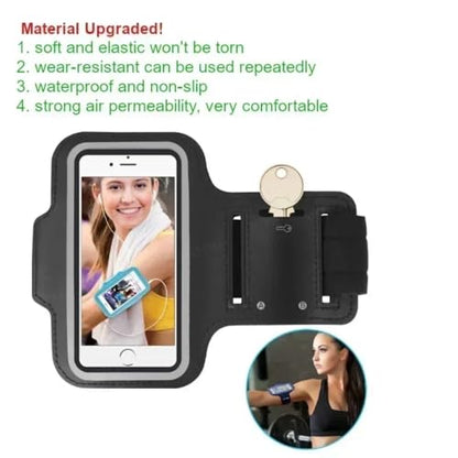 High Sensitive Touch Screen Sports Armband Breathable with Key Pocket for iPhone 17-12 Pro Max for Android Gym Jogging Daily Use (Dark Blue) - color: Dark blue