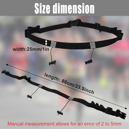 2Pcs Race Number Belt Race Bib Belts with 6 Energy Gel Loops for Marathon Triathalon Running No Safety Pins Required (Black/Red) - color: Black&Red