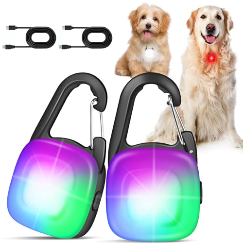 Dog Lights for Night Walking,2 Pack LED Rechargeable Safety Dog Collar Light Clip On with 4 Modes,IP68 Waterproof for Night Walking,Camping,Running, Hiking, Cycling