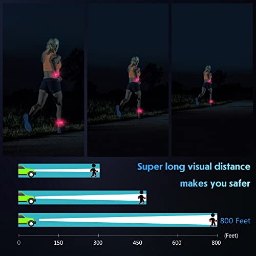 Simket LED Armband Rechargeable for Running(2 Pack), Running Lights for Runners, Running Lights, High Visibility Reflective Running Gear Adjustable Light Up Arm Bands for Men Women Kids - color: red