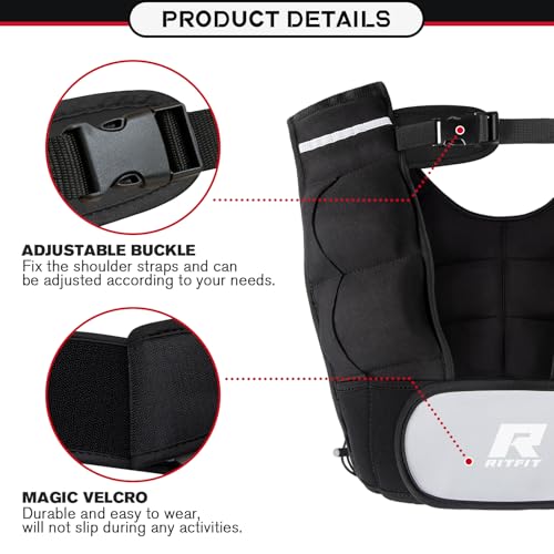 RitFit Weighted Vest, 4lb/8lb/10lb/12lb/15lb/20lb Weight Vest with Reflective Stripes, Weight Vest Adjustable for Women and Men Workout, Strength Training, Running, Fitness, Jogging, Walking - color: Adjustable 4-12LB