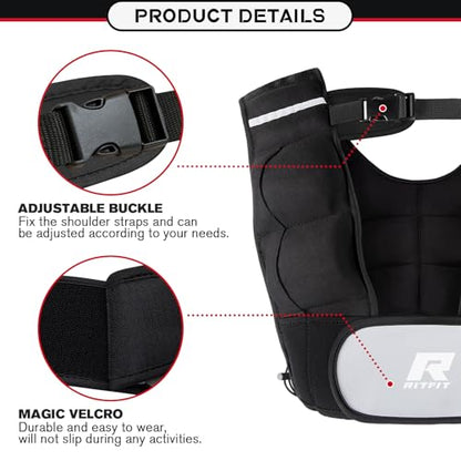 RitFit Weighted Vest, 4lb/8lb/10lb/12lb/15lb/20lb Weight Vest with Reflective Stripes, Weight Vest Adjustable for Women and Men Workout, Strength Training, Running, Fitness, Jogging, Walking - color: Adjustable 4-12LB