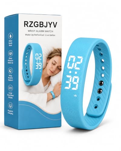 Alarm Clock Mens Bracelet Digital Watch for Heavy Sleepers Waterproof Vibrating Wristband Vibration Men's Women's Wrist Sleep Apnea Devices Battery Powered Small Smart - color: Blue