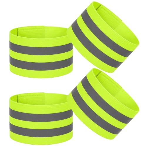 4Pcs High Visibility Reflective Bands, Elastic Reflective Wristbands