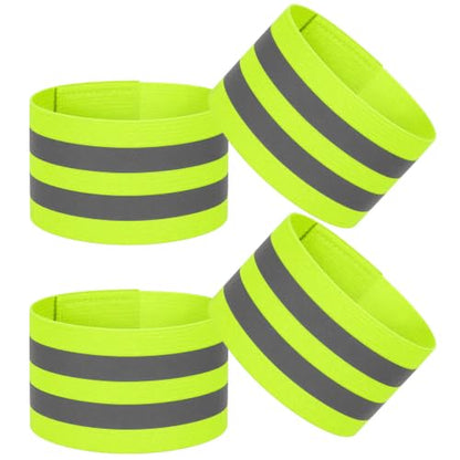 4Pcs High Visibility Reflective Bands, Elastic Reflective Wristbands